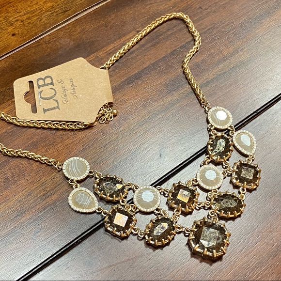 Vintage Golden Chain Romantic Cluster Matinee Brown Necklace - Picture 5 of 8